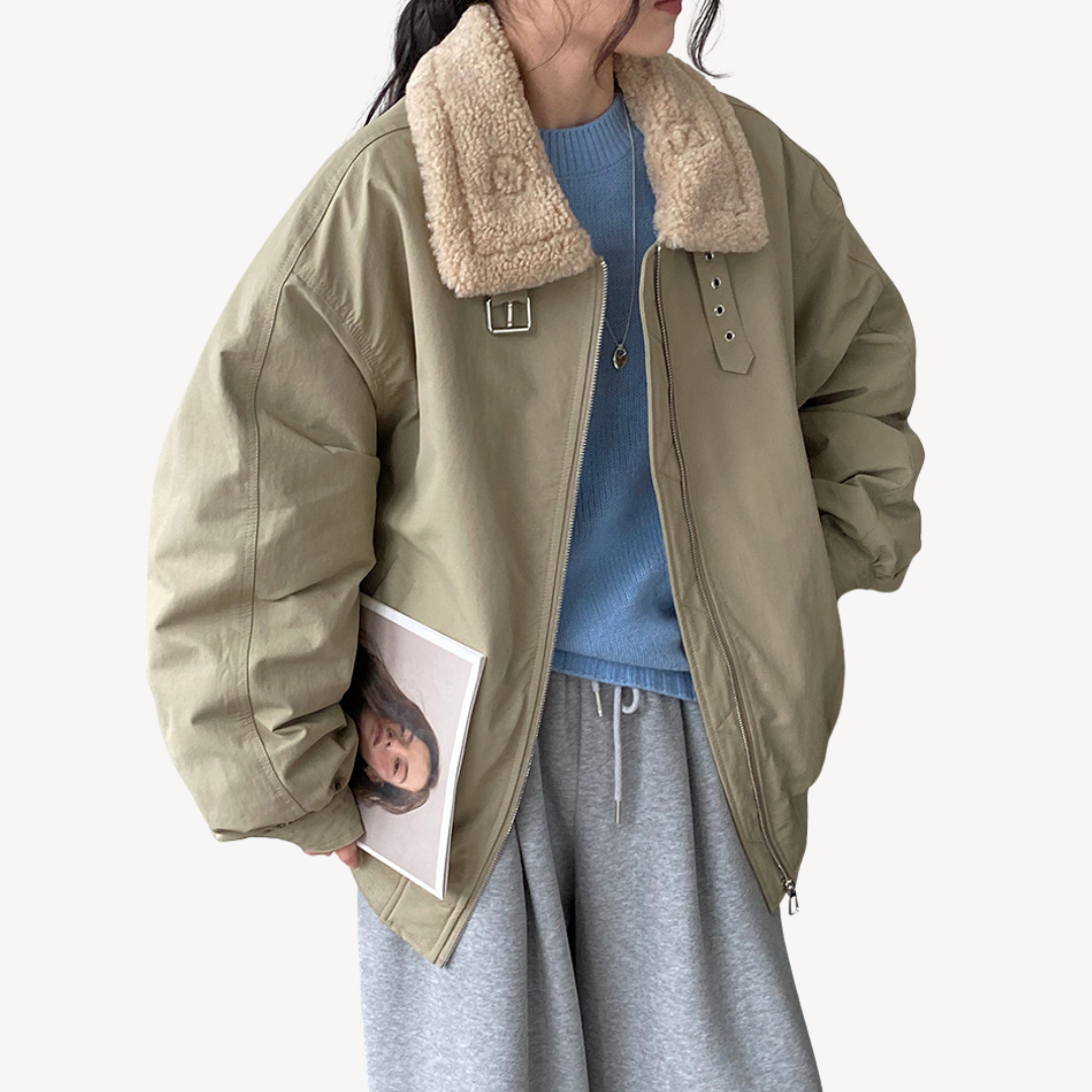 Women’s Shearling Collar Puffer Jacket | Loravelle