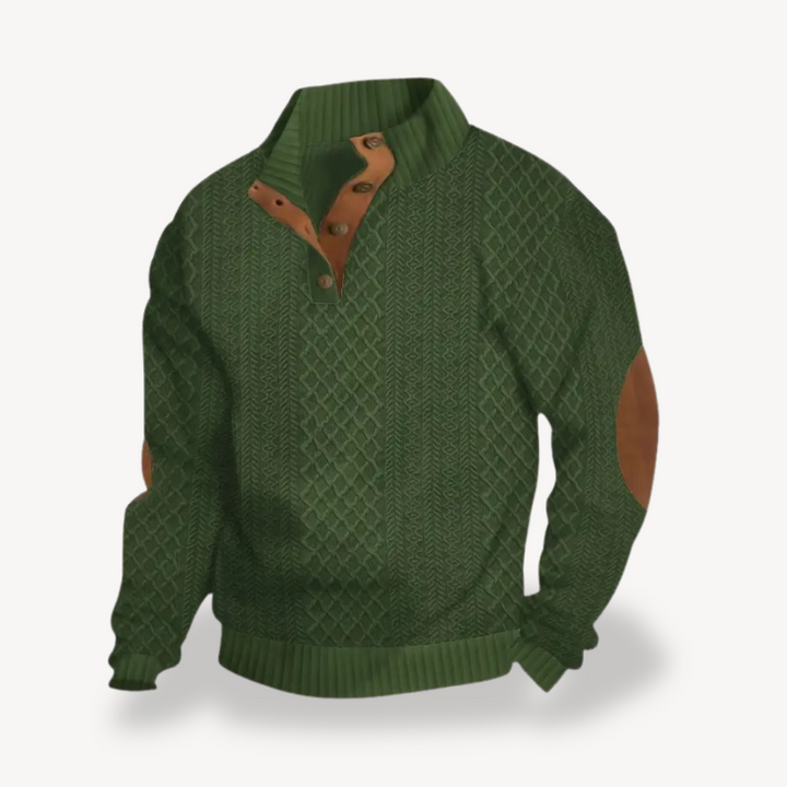 Men's Stylish Zip-up Sweater with Leather Elbow Patches | Loravelle