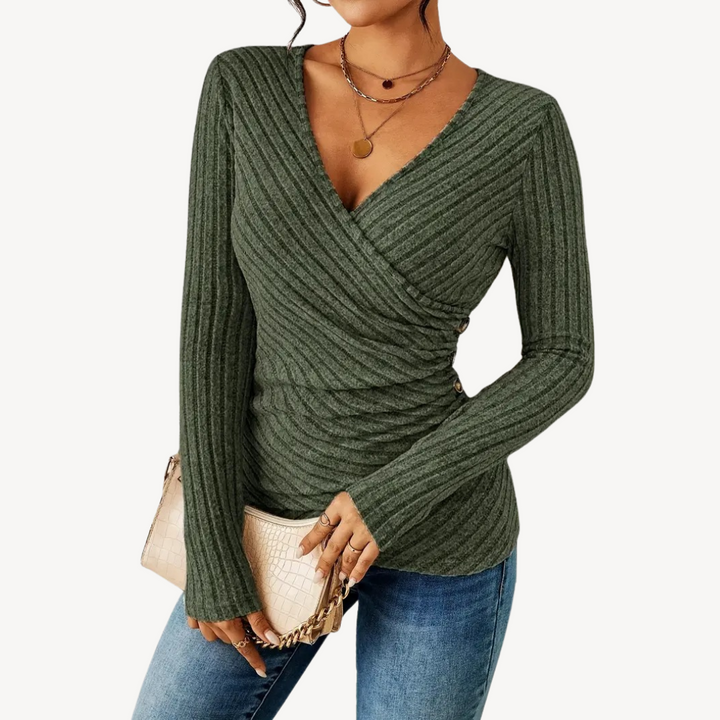 V-Neck Ribbed Top for Women | Loravelle