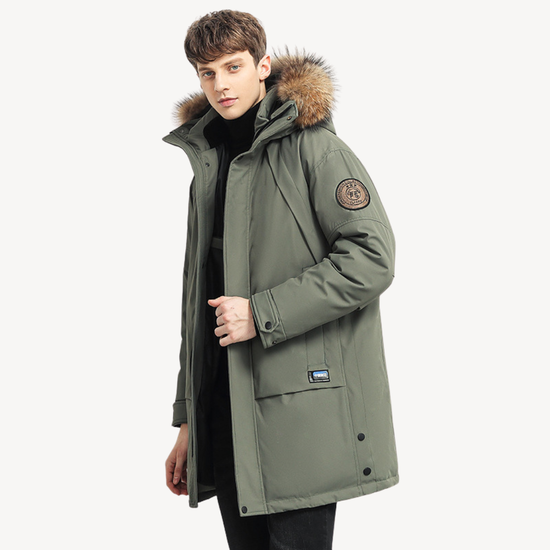 Winter Puffer Jacket with Faux Fur Hood for Men | Loravelle