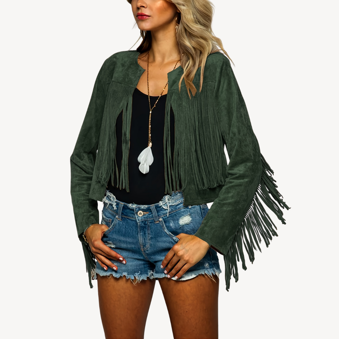 Women's Suede Fringe Jacket | Loravelle