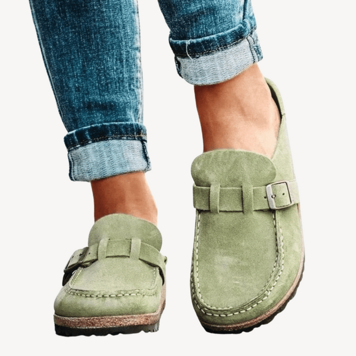Women's Suede Buckle Orthopedic Slippers | Loravelle
