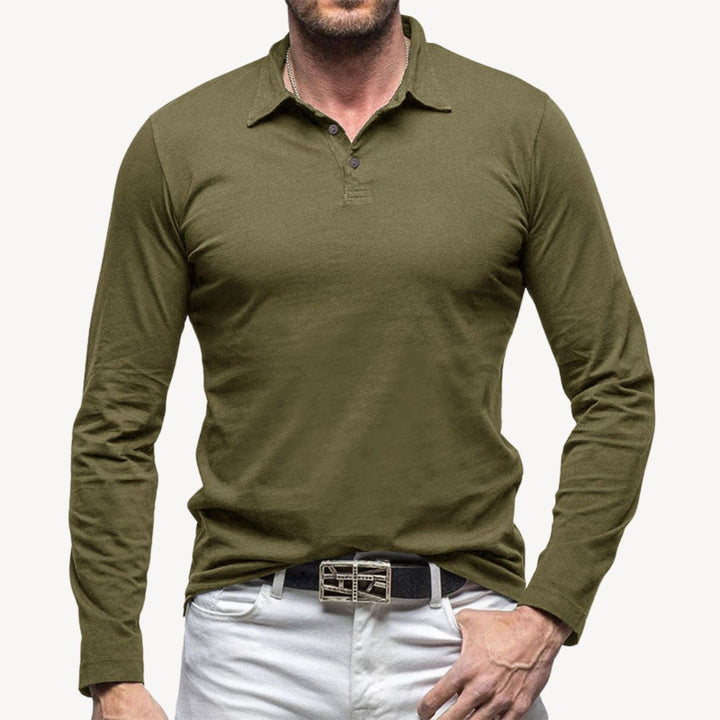 Cotton Long Sleeve Polo Shirt | Loravelle