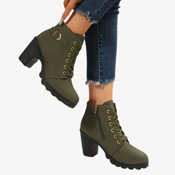 Orthopedic Lace-Up Heeled Booties | Loravelle