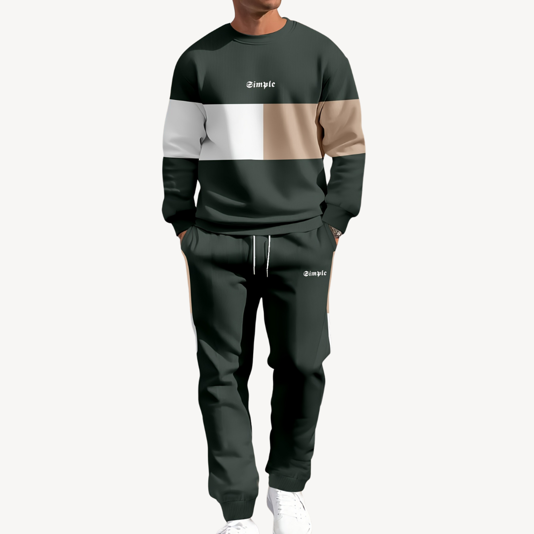 Men's Colorblock Puffer Jacket & Jogger Set | Loravelle
