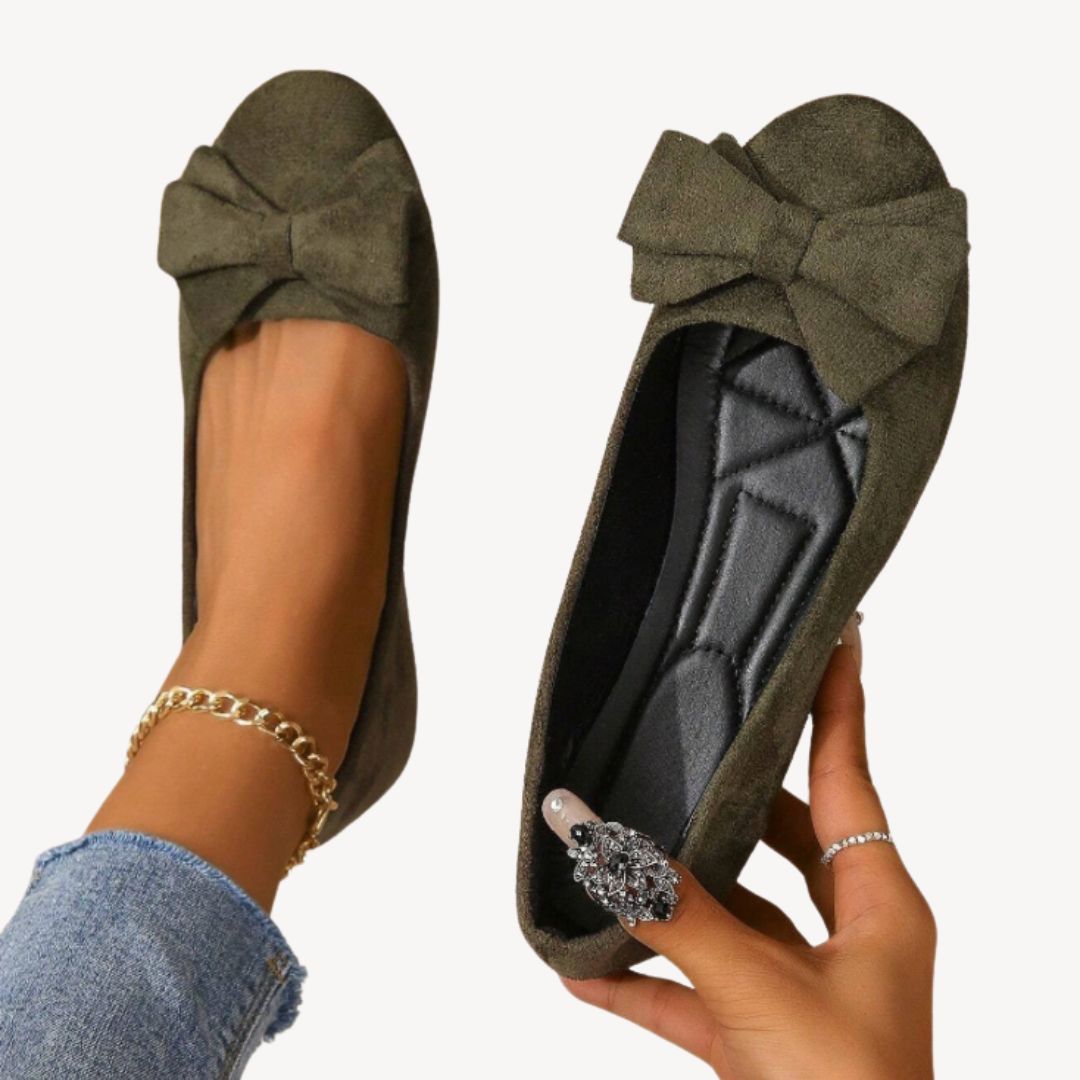Suede Bow Ballet Flats Women | Loravelle