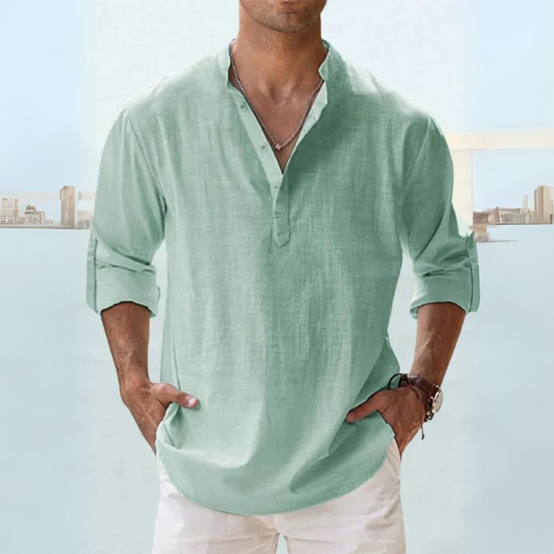 Linen Henley Shirt Men | Loravelle
