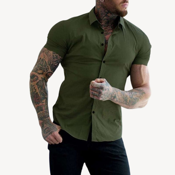 Men's Muscle Fit Cotton Spandex Shirt | Loravelle
