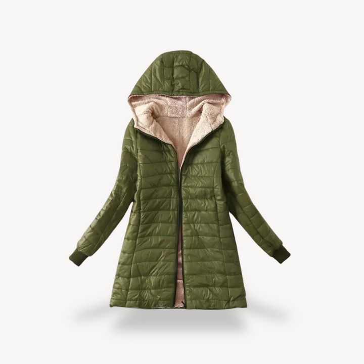 Women's Hooded Puffer Jacket with Sherpa Lining | Loravelle