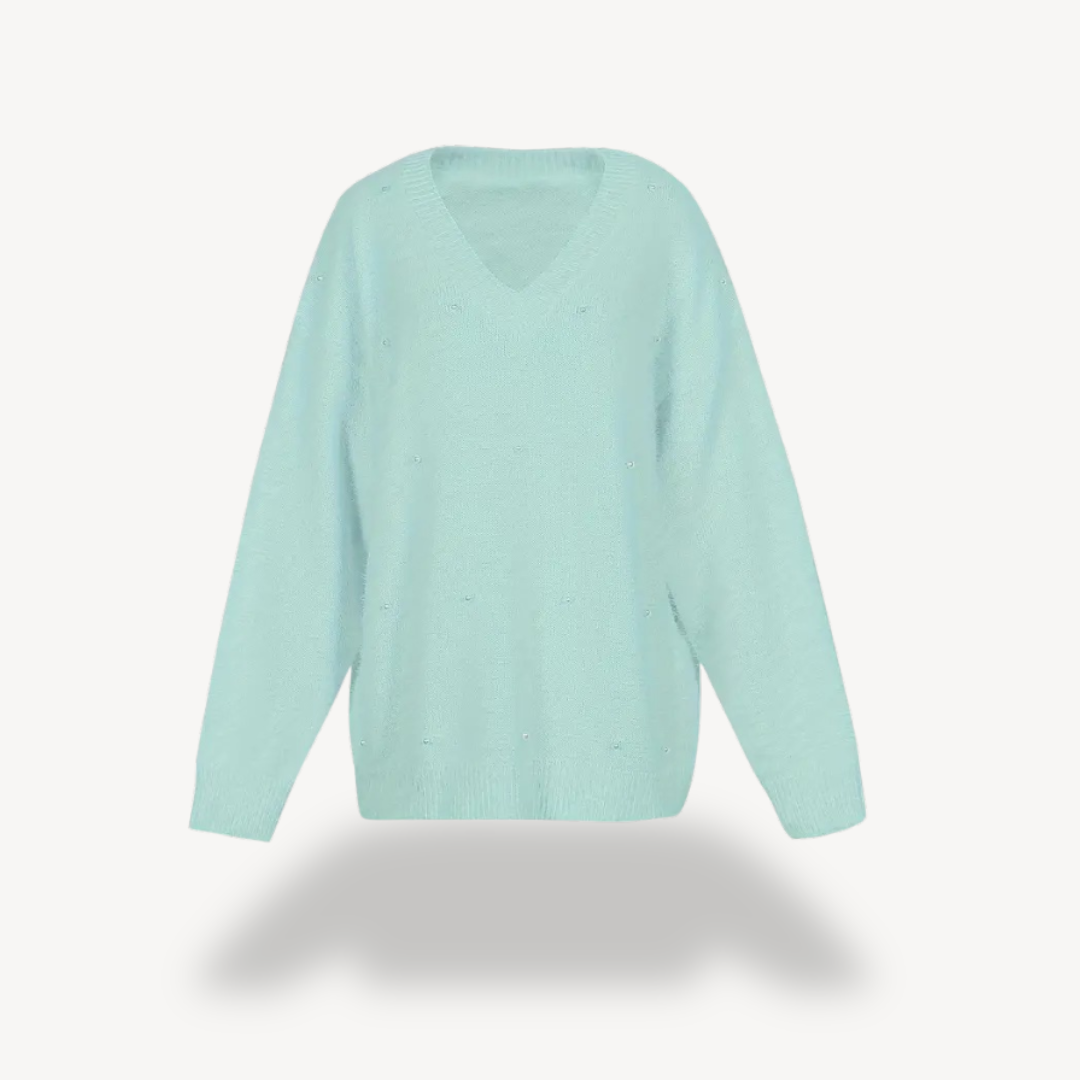 Pearl Detail V-Neck Sweater for Women | Loravelle