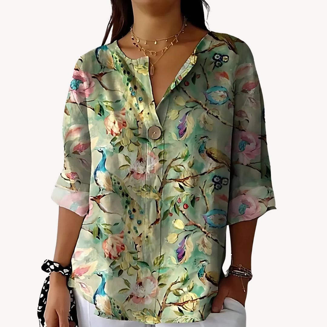 Floral Print 3/4 Sleeve Blouse Women | Loravelle