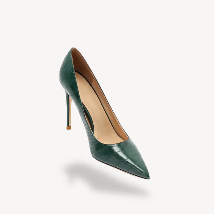 Orthopedic Croc-Embossed Pointed Heels for Women | Loravelle