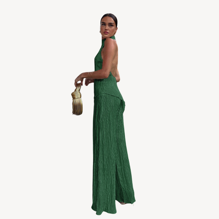 Plissé Jumpsuit with Halter Neck for Women | Loravelle