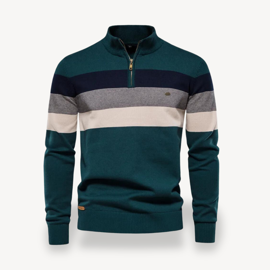 Men's Color Block Quarter Zip Sweater | Loravelle