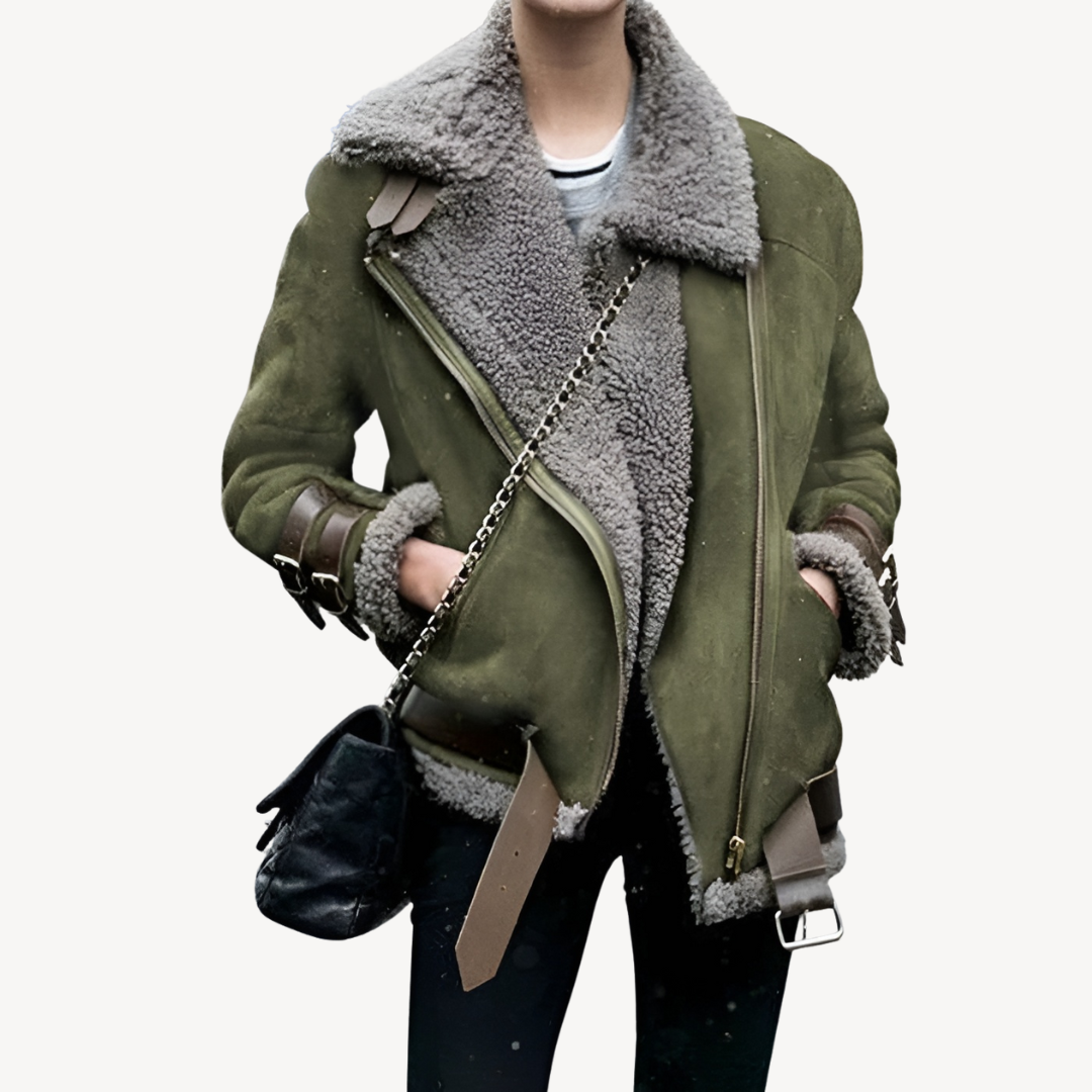 Shearling-Lined Biker Jacket for Women | Loravelle
