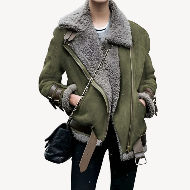 Shearling-Lined Biker Jacket for Women | Loravelle