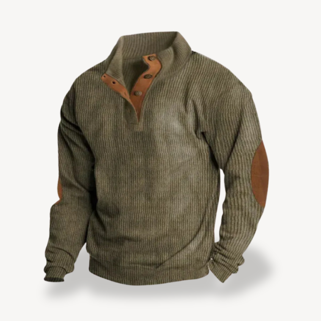Men’s Ribbed Sweater with Elbow Patches | Loravelle