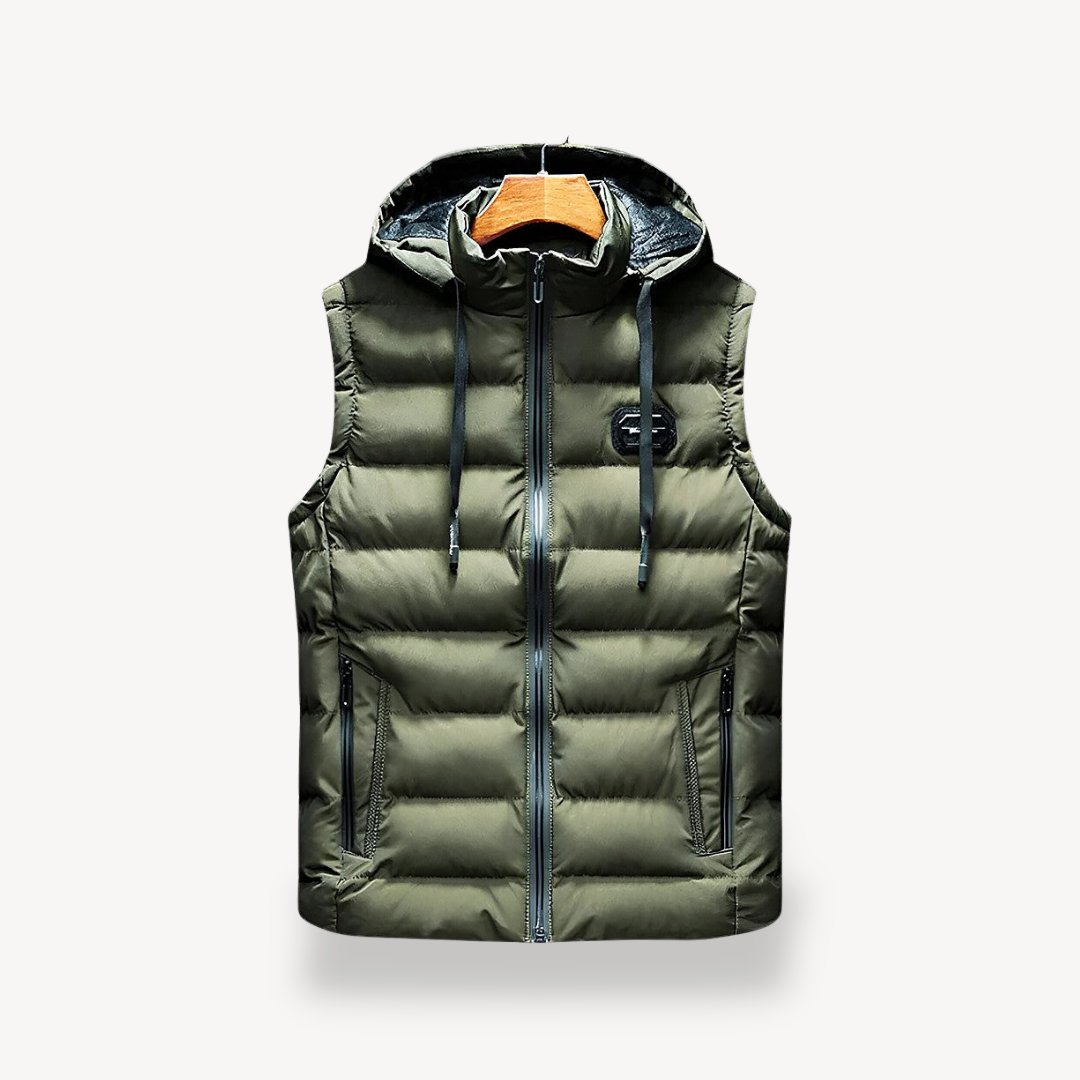 Men's Puffer Vest with Hood | Loravelle