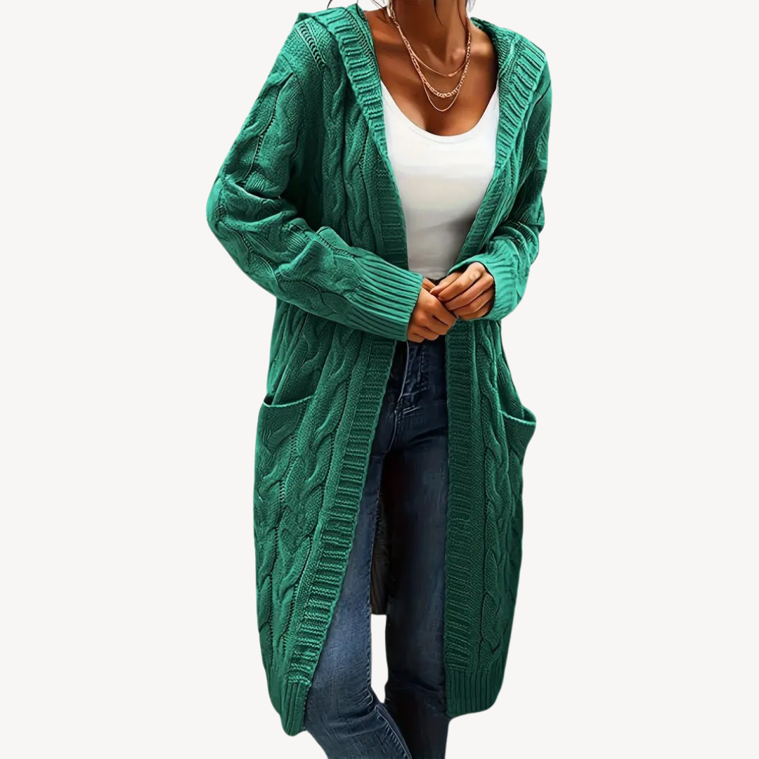 Cable Knit Hooded Cardigan | Loravelle