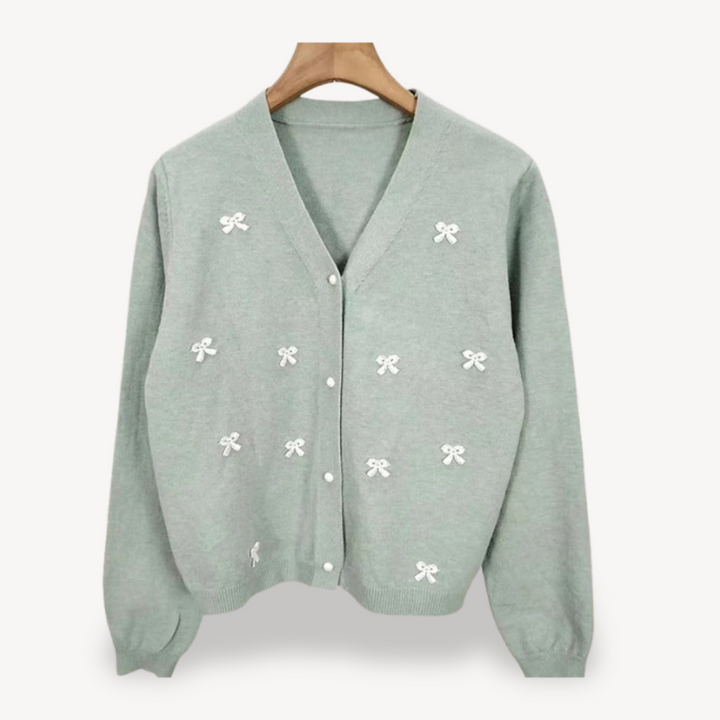Women’s Embroidered Bow Cardigan | Loravelle
