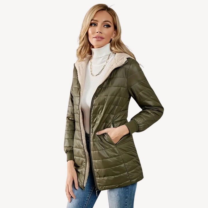 Women’s Faux Fur Lining Quilted Hooded Jacket | Loravelle