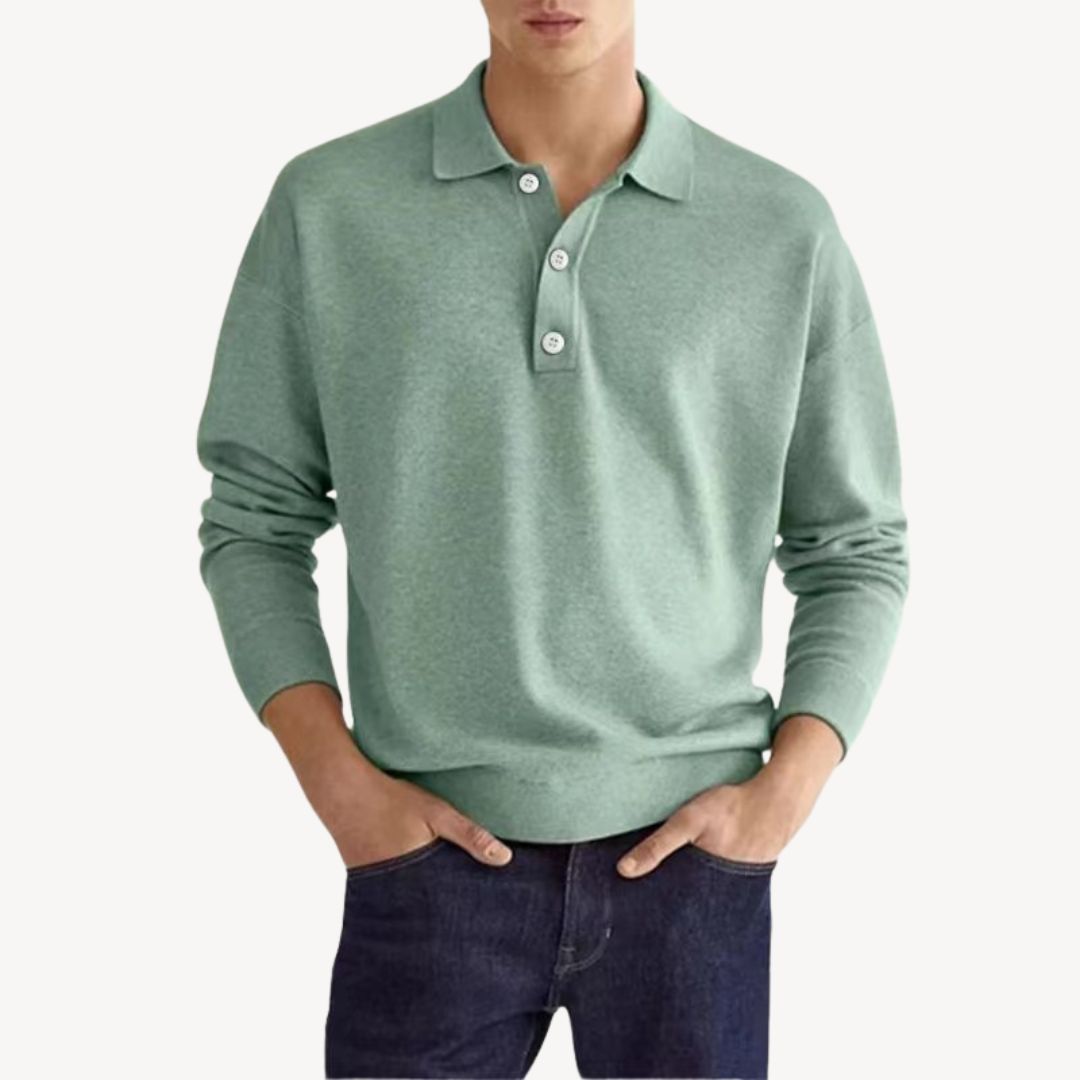 Men's Knit Polo Shirt Long Sleeve | Loravelle