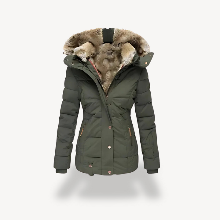 Women's Quilted Parka with Detachable Faux-Fur Hood | Loravelle