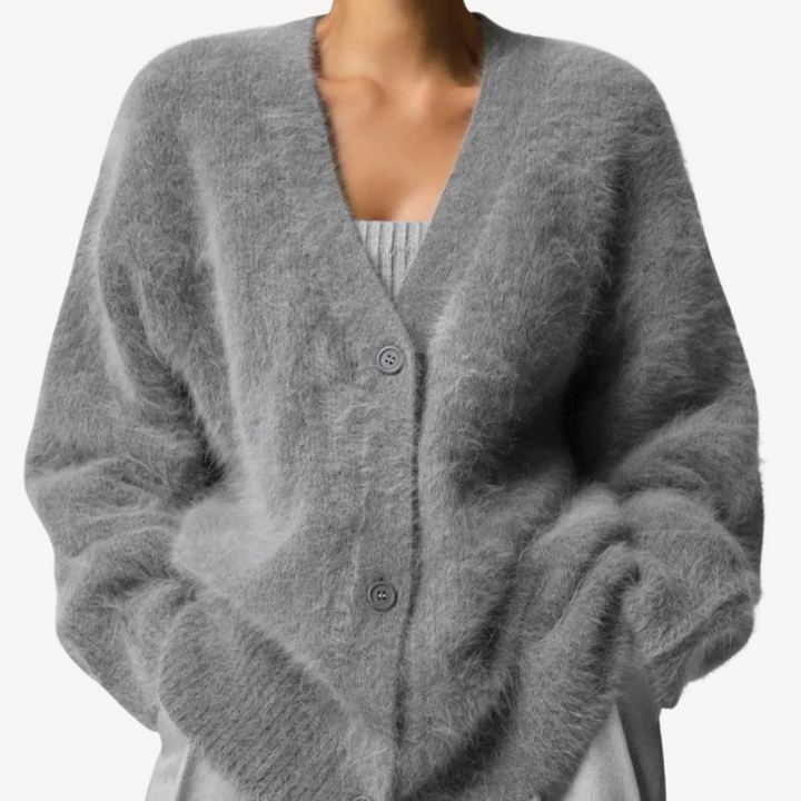 Women's Fluffy Cardigan Button Front| Loravelle