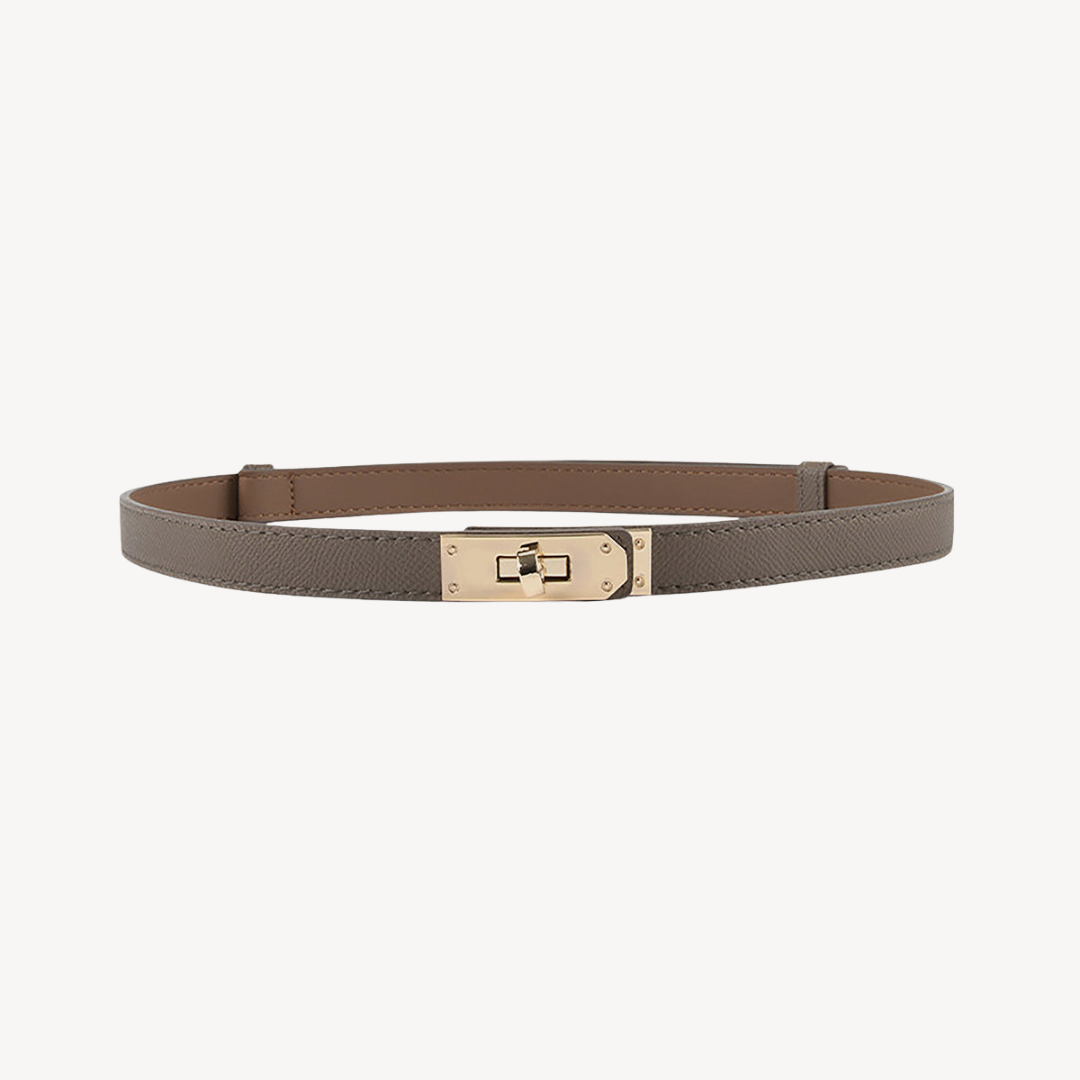 Faux Leather Belt with Gold Buckle for Women | Loravelle