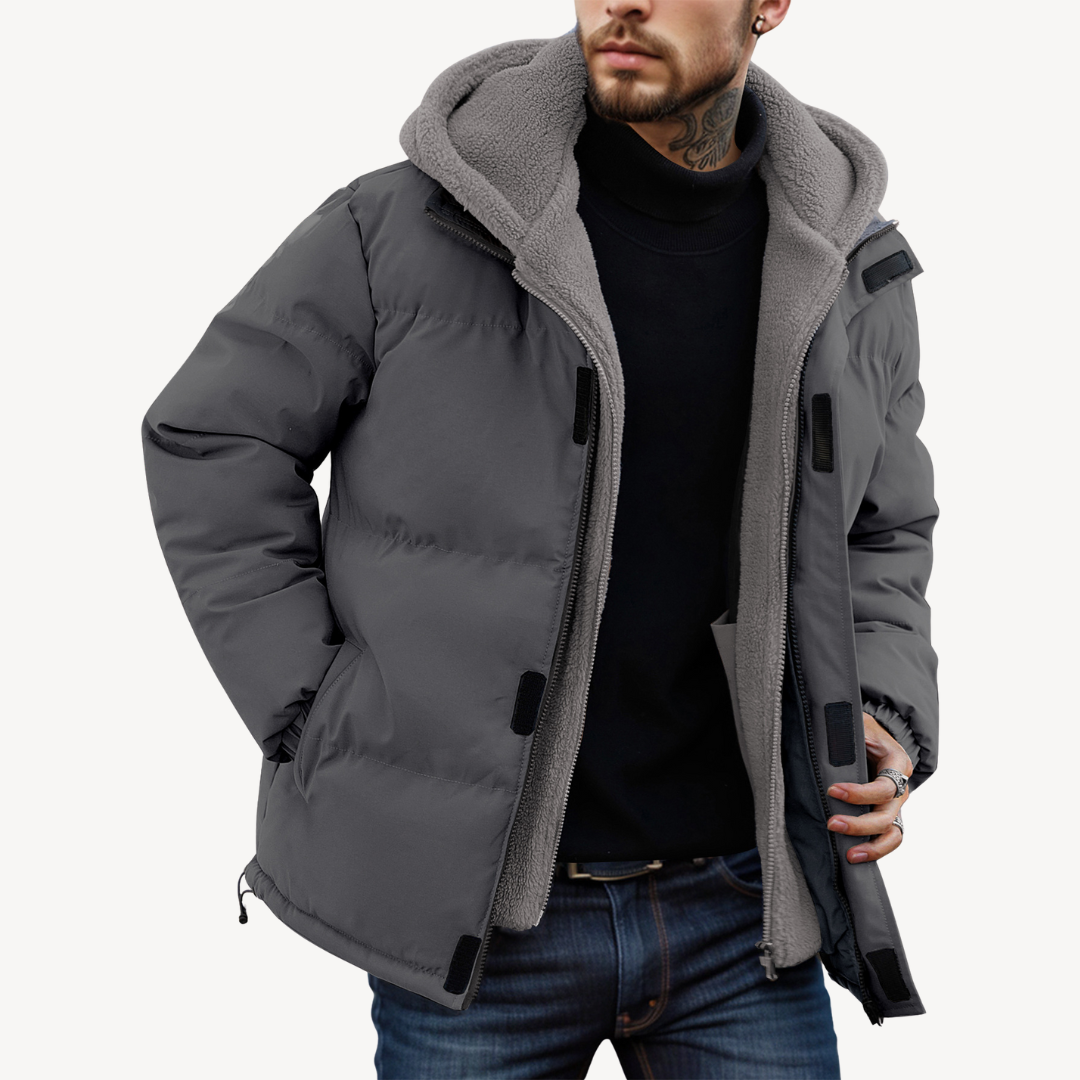 Men's Warm Nylon Winter Coat Puffer Jacket with Hood | Loravelle