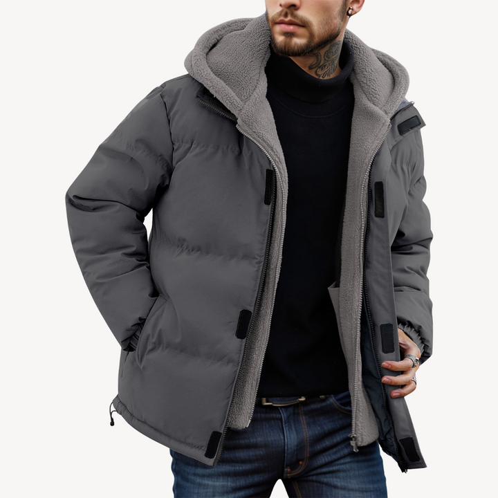 Men's Warm Nylon Winter Coat Puffer Jacket with Hood | Loravelle