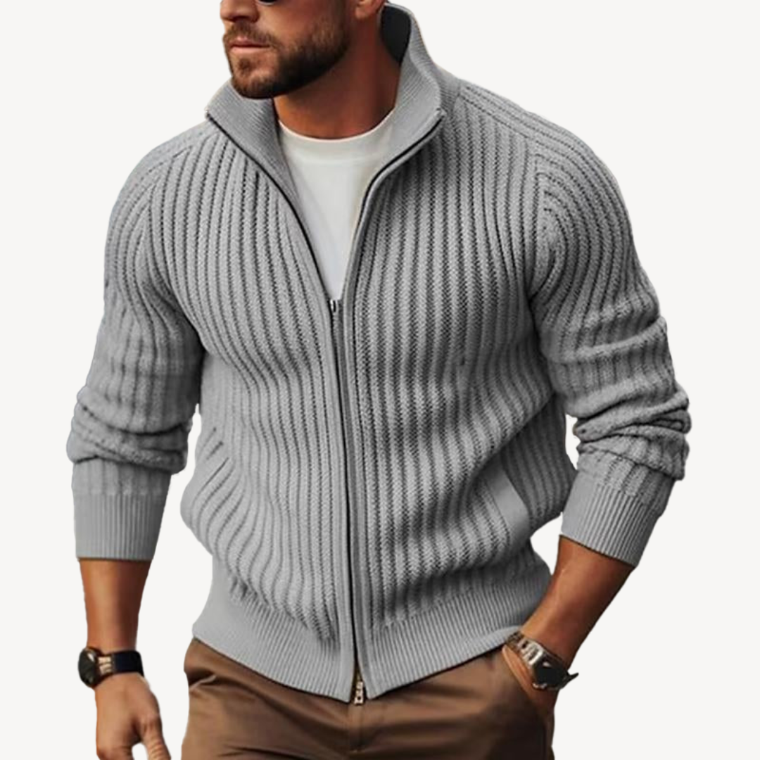 Men's Zip-Up Ribbed Sweater Jacket | Loravelle