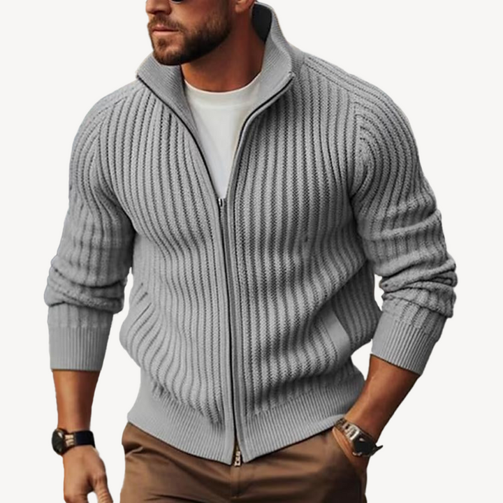 Men's Zip-Up Ribbed Sweater Jacket | Loravelle