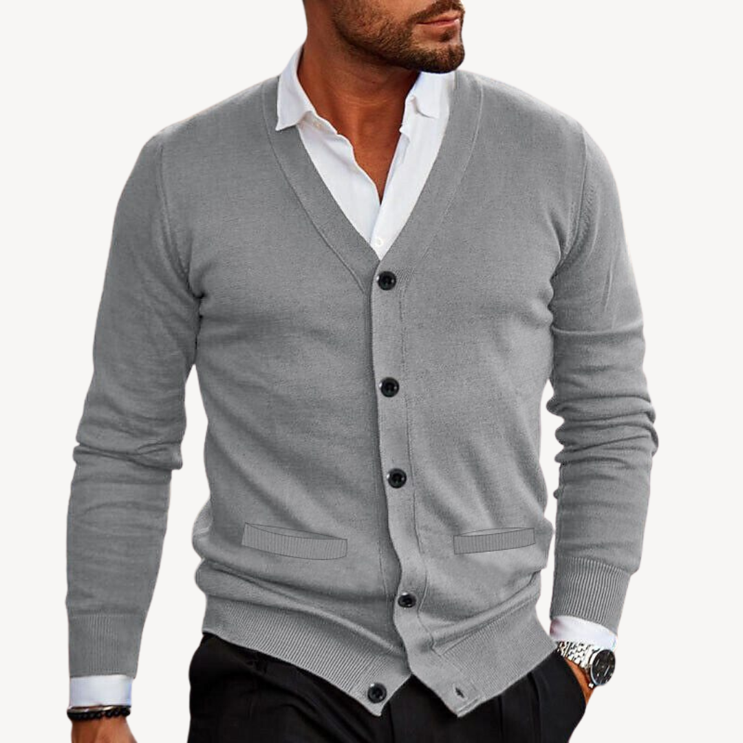 Men’s V-Neck Button-Down Cardigan | Loravelle