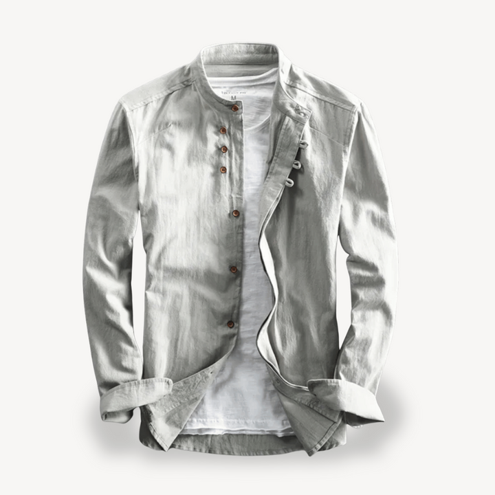 Men's Casual Mandarin Collar Button-Down Shirt | Loravelle