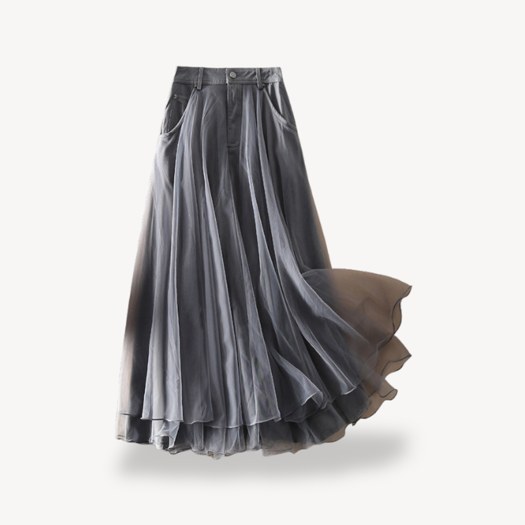 High Waist Gothic Maxi Skirt Women Chiffon | Loravelle