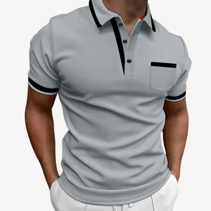Men's Blue Cotton Blend Polo Shirt | Loravelle