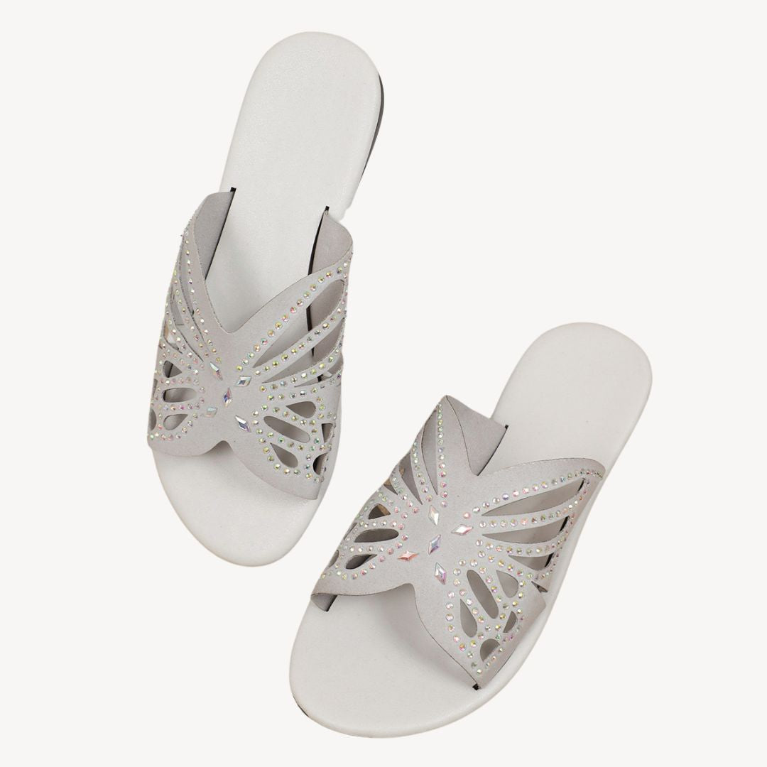 Women's Orthopedic Rhinestone Butterfly Flat Sandals | Loravelle