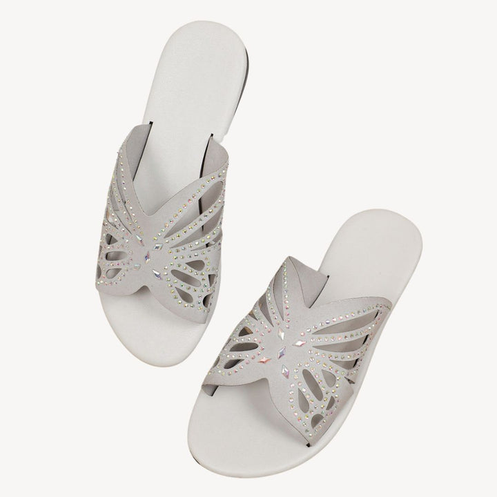 Women's Orthopedic Rhinestone Butterfly Flat Sandals | Loravelle