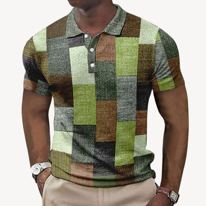 Men's Patchwork Print Polo Shirt Casual | Loravelle