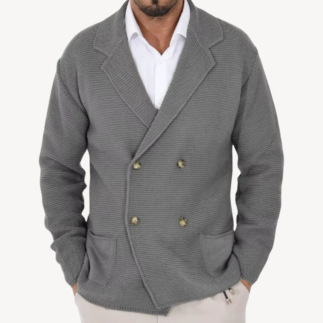 Double-Breasted Knit Cardigan for Men | Loravelle