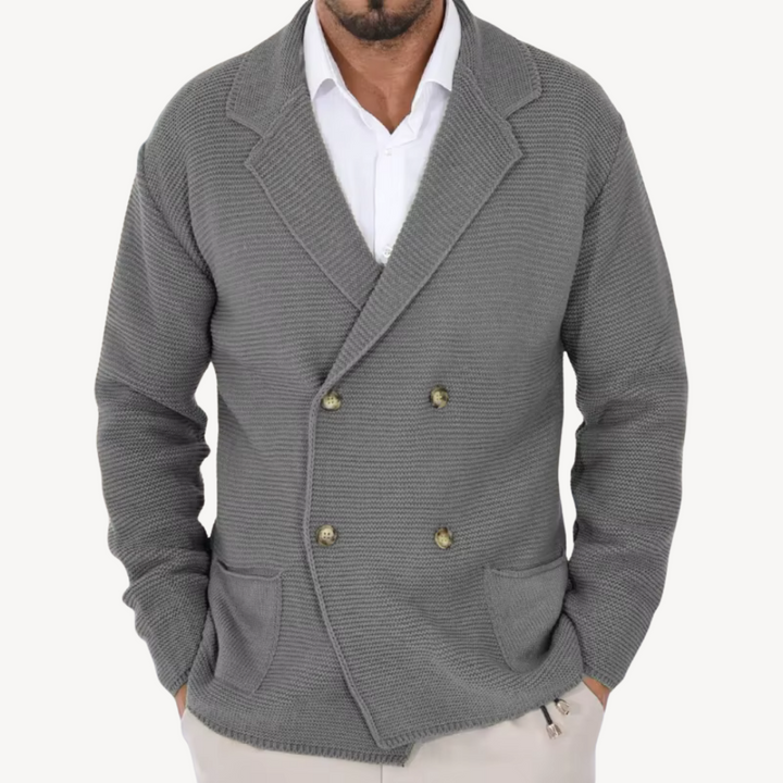 Double-Breasted Knit Cardigan for Men | Loravelle