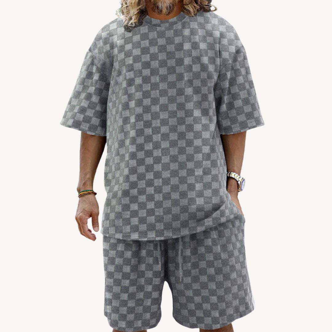 Men's Textured Checkered Two-Piece Outfit | Loravelle