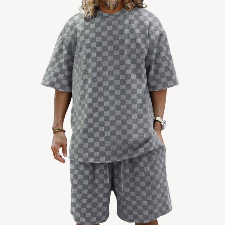 Men's Textured Checkered Two-Piece Outfit | Loravelle