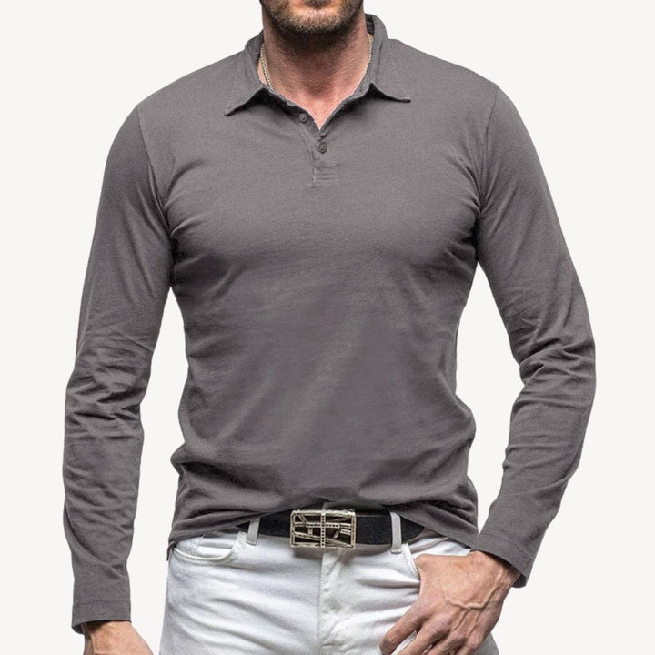 Cotton Long Sleeve Polo Shirt | Loravelle