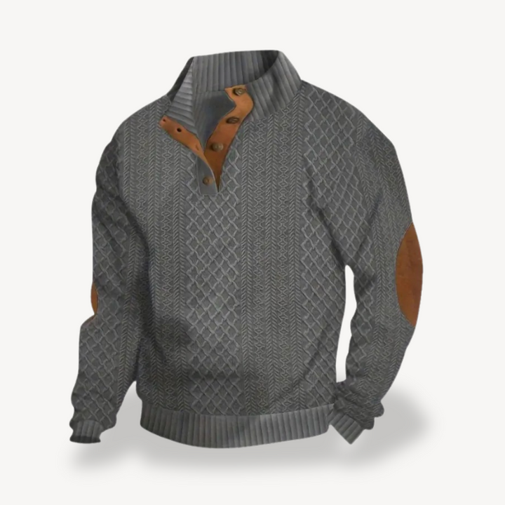 Men's Stylish Zip-up Sweater with Leather Elbow Patches | Loravelle