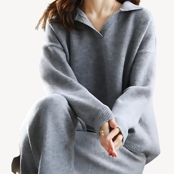 Casual Polo Knit Sweater Set for Women | Loravelle