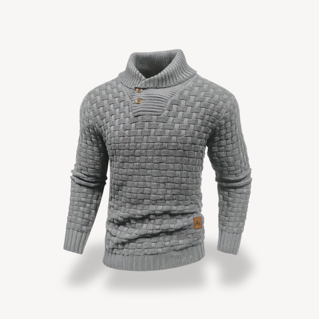 Men's Waffle Knit Polo Sweater | Loravelle