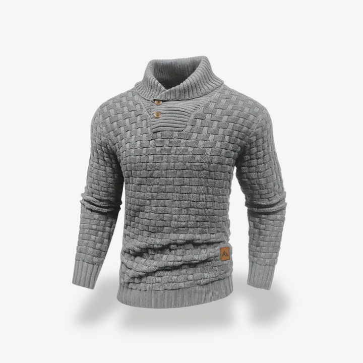 Men's Waffle Knit Polo Sweater | Loravelle