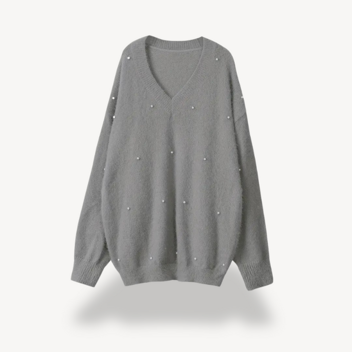 Pearl Detail V-Neck Sweater for Women | Loravelle